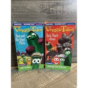 VeggieTales VHS Rack, Shack And Benny & Dave & The Giant pickle Y2K Lot Of 2